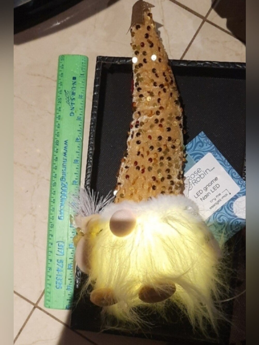 Festive Gnome with Gold Hat and Yellow Accents